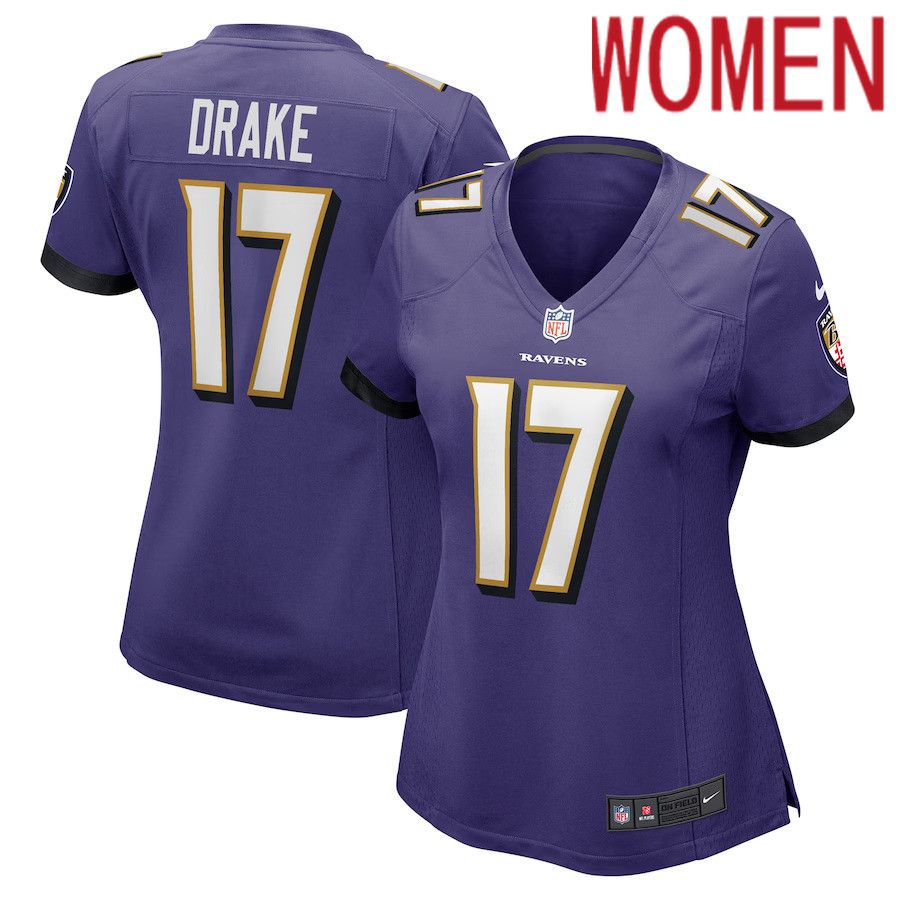 Women Baltimore Ravens #17 Kenyan Drake Nike Purple Game Player NFL Jersey